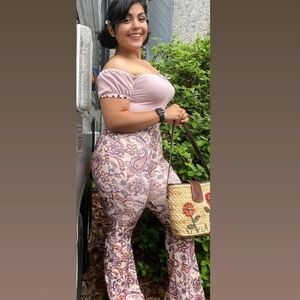 Nasty Gal Pink Paisley Flare Pants